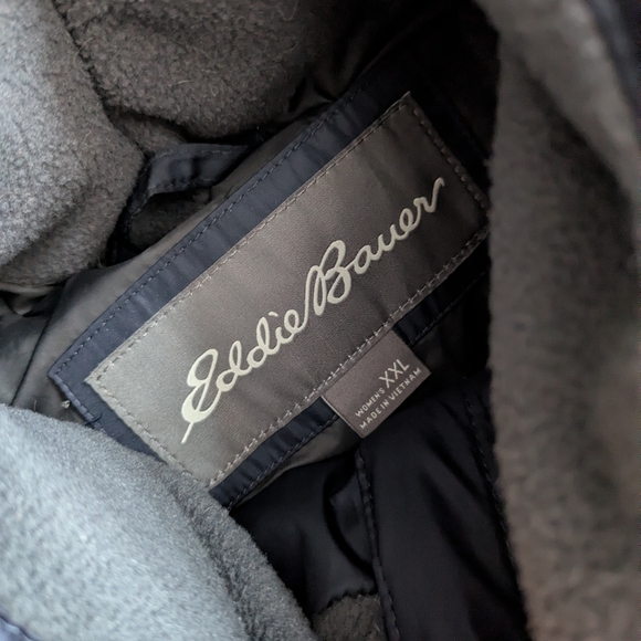 Eddie Bauer Crystal Ridge 550 Down Parka Womens 2XL Navy Fur Hood Puffer Duffle - Picture 2 of 11